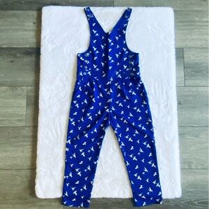 Soprano Nordstroms Girls Size 7/8 Small Royal Blue Hummingbird Pattern Overalls